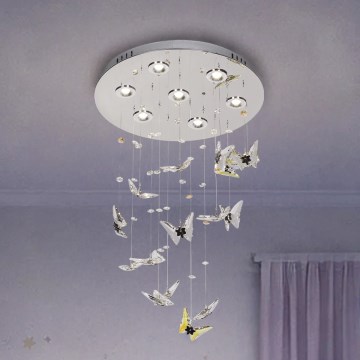 LED-krystalloftlampe MURU LED/24W/230V Ø 40 cm poleret krom + fjernbetjening