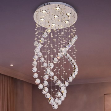 LED krystalloftlampe NAURU LED/24W/230V Ø 40 cm blank krom + fjernbetjening