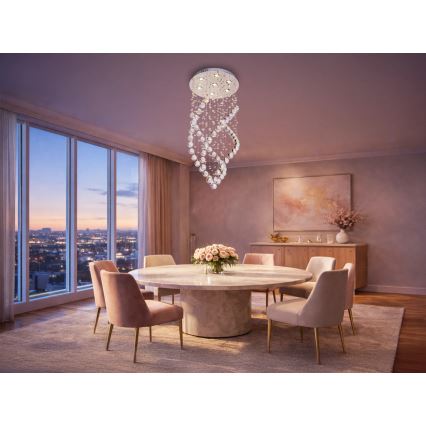 LED krystalloftlampe NAURU LED/24W/230V Ø 40 cm blank krom + fjernbetjening