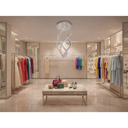 LED krystalloftlampe NAURU LED/24W/230V Ø 40 cm blank krom + fjernbetjening