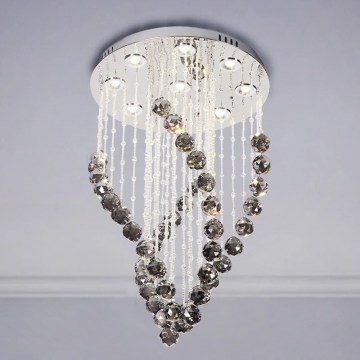 LED krystalloftlampe NAURU LED/30W/230V Ø 40 cm blank krom/sort + fjernbetjening
