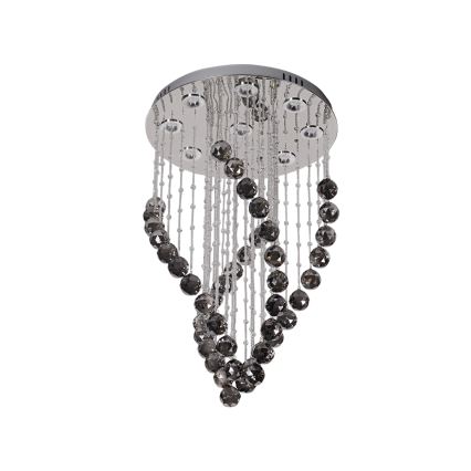 LED krystalloftlampe NAURU LED/30W/230V Ø 40 cm blank krom/sort + fjernbetjening