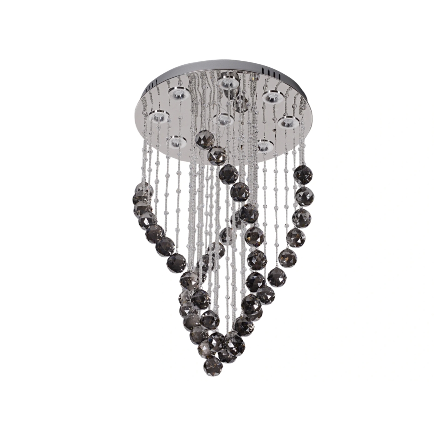 LED krystalloftlampe NAURU LED/30W/230V Ø 40 cm blank krom/sort + fjernbetjening