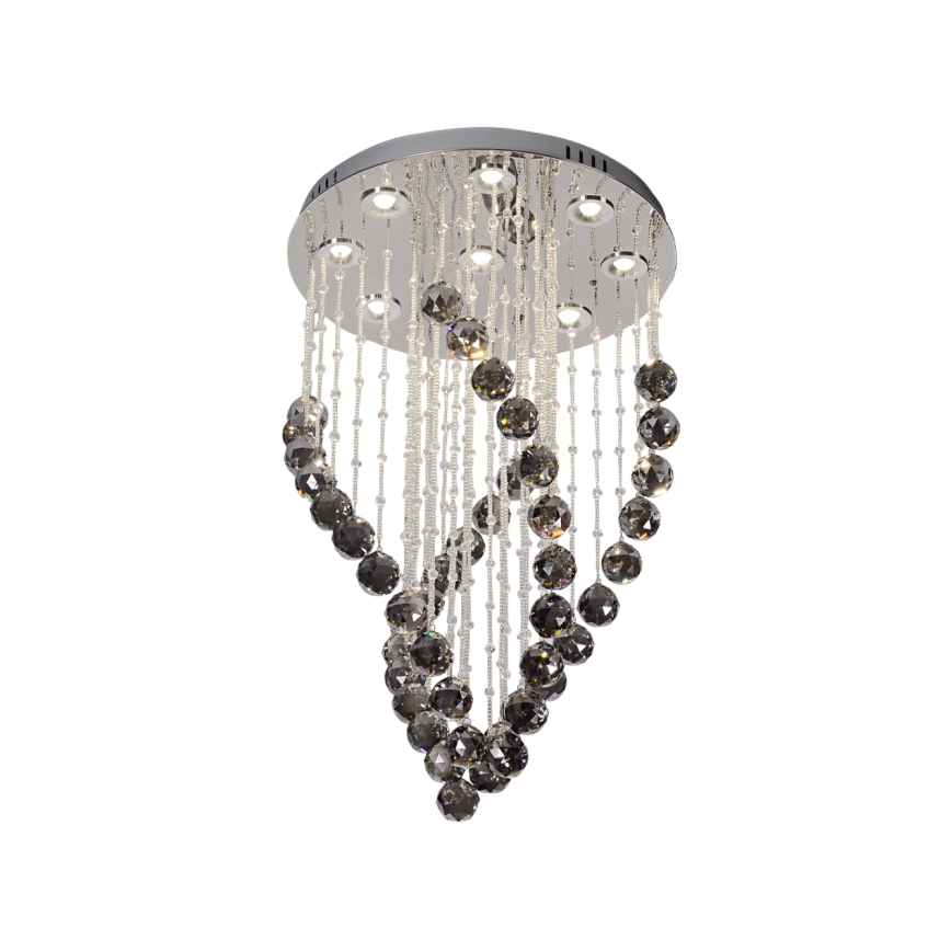 LED krystalloftlampe NAURU LED/30W/230V Ø 40 cm blank krom/sort + fjernbetjening