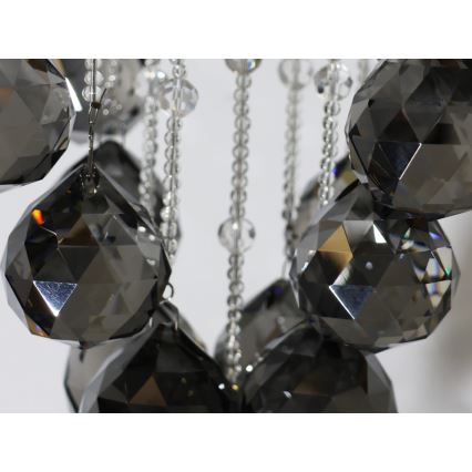 LED krystalloftlampe NAURU LED/30W/230V Ø 40 cm blank krom/sort + fjernbetjening