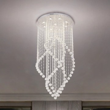 LED krystalloftlampe NAURU LED/30W/230V Ø 60 cm poleret krom + fjernbetjening
