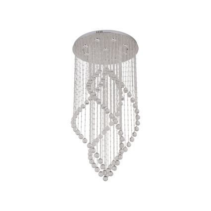 LED krystalloftlampe NAURU LED/30W/230V Ø 60 cm poleret krom + fjernbetjening