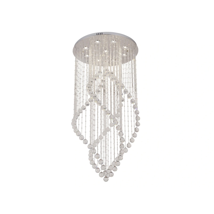 LED krystalloftlampe NAURU LED/30W/230V Ø 60 cm poleret krom + fjernbetjening