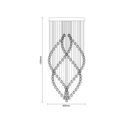 LED krystalloftlampe NAURU LED/30W/230V Ø 60 cm poleret krom + fjernbetjening