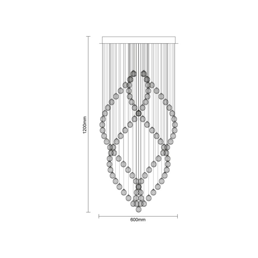 LED krystalloftlampe NAURU LED/30W/230V Ø 60 cm poleret krom + fjernbetjening
