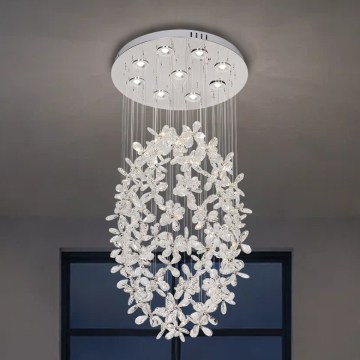 LED krystalloftlampe SAMOA LED/30W/230V Ø 40 cm blank krom + fjernbetjening
