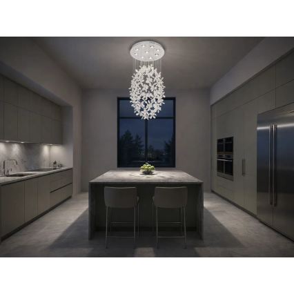 LED krystalloftlampe SAMOA LED/30W/230V Ø 40 cm blank krom + fjernbetjening