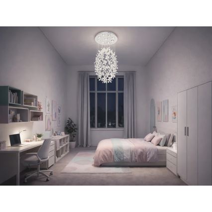 LED krystalloftlampe SAMOA LED/30W/230V Ø 40 cm blank krom + fjernbetjening