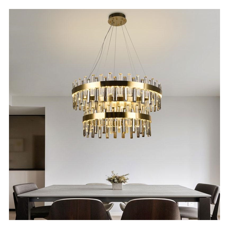 LED Dæmpbar krystal pendel på snor LED/190W/230V 3000-6500K + fjernbetjening