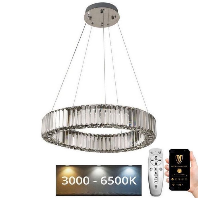 LED Krystalpendel dæmpbar LED/40W/230V 3000-6500K skinnende krom + fjernbetjening