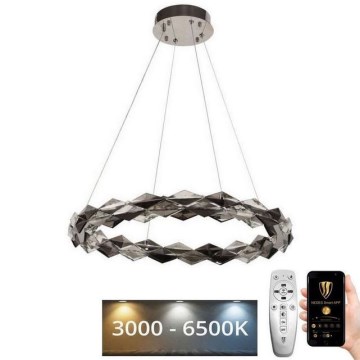 LED Krystalpendel dæmpbar LED/40W/230V 3000-6500K skinnende krom + fjernbetjening