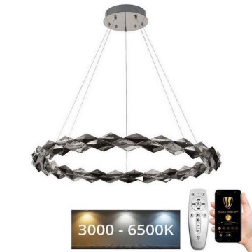 LED Krystalpendel dæmpbar LED/55W/230V 3000-6500K skinnende krom + fjernbetjening