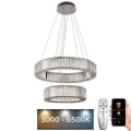 LED Krystalpendel dæmpbar LED/65W/230V 3000-6500K skinnende krom + fjernbetjening
