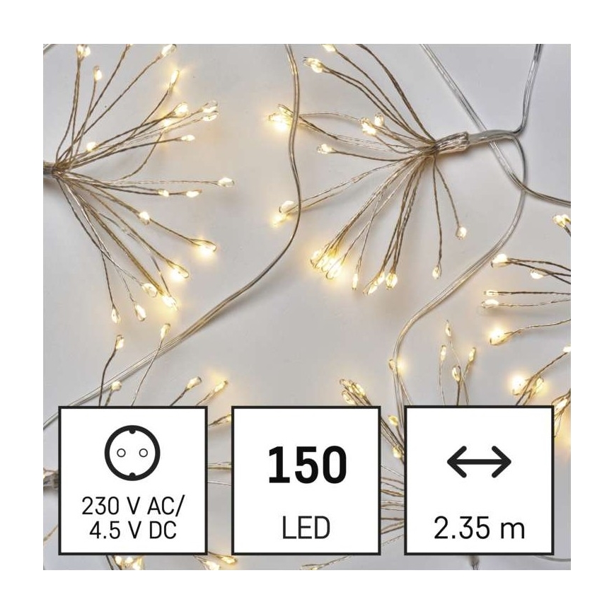 LED-kæde 150xLED/5,35m varm hvid