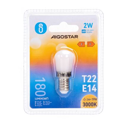 LED køleskabspære T22 E14/2W/230V 3000K - Aigostar