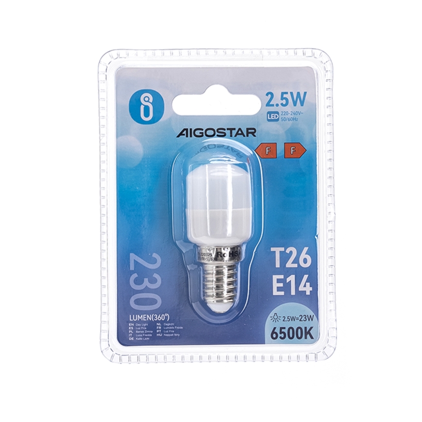 LED køleskabspære T26 E14/2,5W/230V 6500K - Aigostar