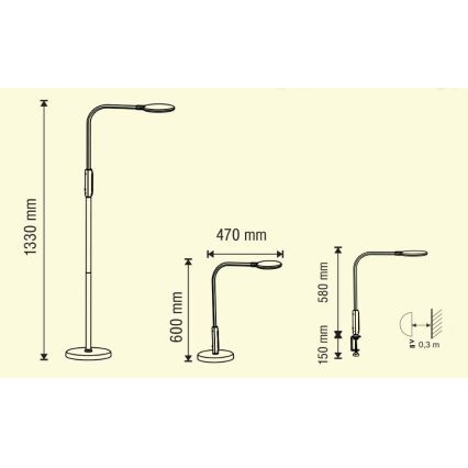 LED lampe m. touch-funktion dæmpbar 3-i-1 LED/12W/230V hvid CRI 90 + fjernbetjening