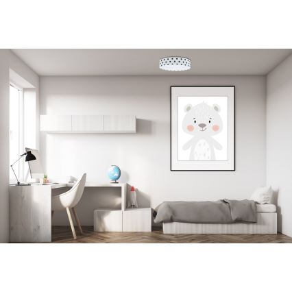 LED loftlampe dæmpbar SMART GALAXY KIDS LED/24W/230V 3000-6500K prikker hvid/sort + fjernbetjening