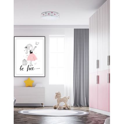 LED loftlampe dæmpbar SMART GALAXY KIDS LED/24W/230V 3000-6500K stjerner hvid/lyserød/grå + fjernbetjening