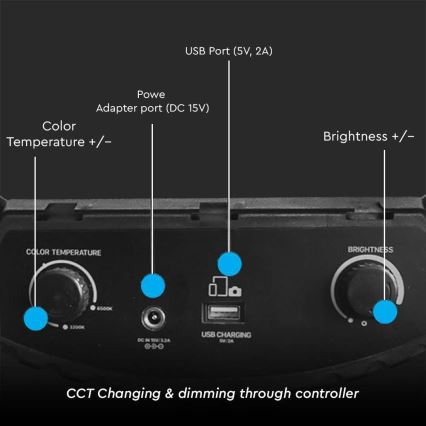 LED Lampe dæmpbar med et stativ og holder til vlogging LED/55W/230V CRI 90 + fjernbetjening