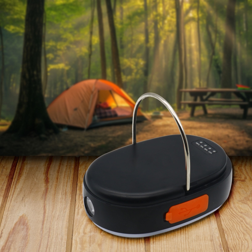 LED lampe m. powerbank-funktion dæmpbar og genopladelig K4 LED/1W/5V 3000-6500K IPX4 4000 mAh sort