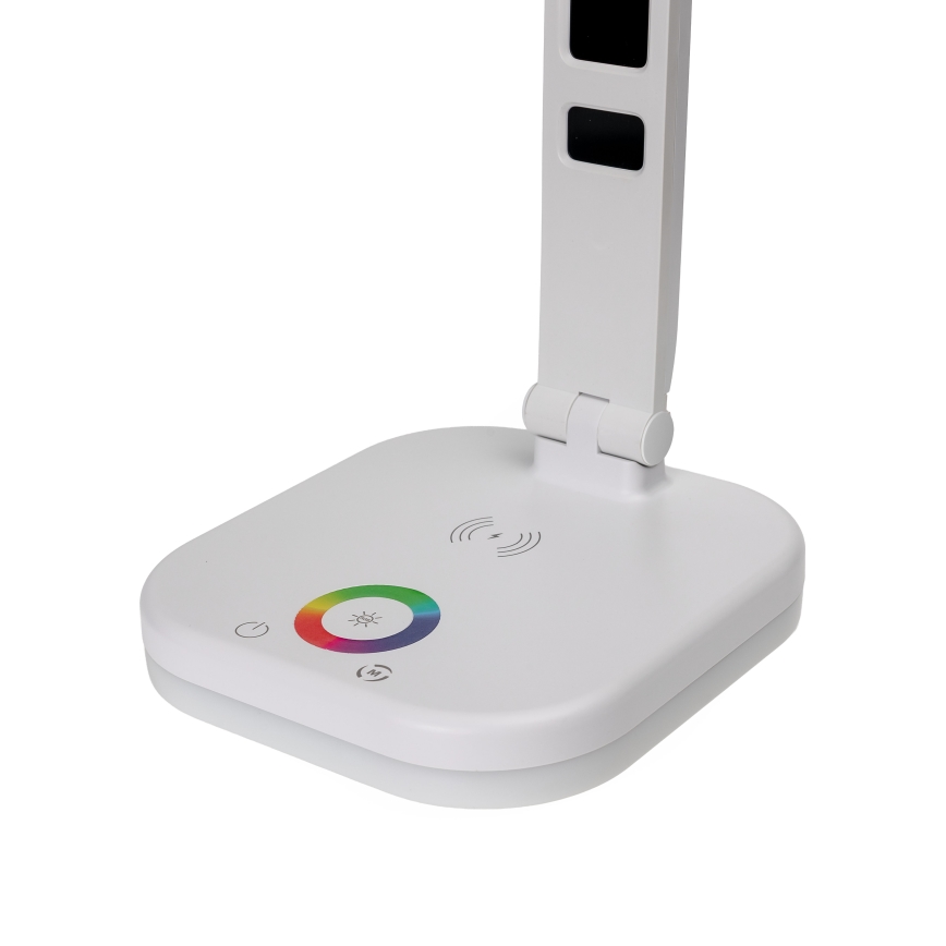 LED bordlampe m. RGBW-farver + touch-funktion og trådløs opladning dæmpbar display og USB-port MAGNUS LED/6W/5V 3000-6500K hvid
