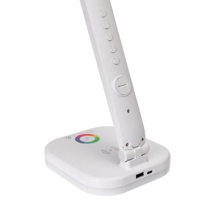LED bordlampe m. RGBW-farver + touch-funktion og trådløs opladning dæmpbar display og USB-port MAGNUS LED/6W/5V 3000-6500K hvid