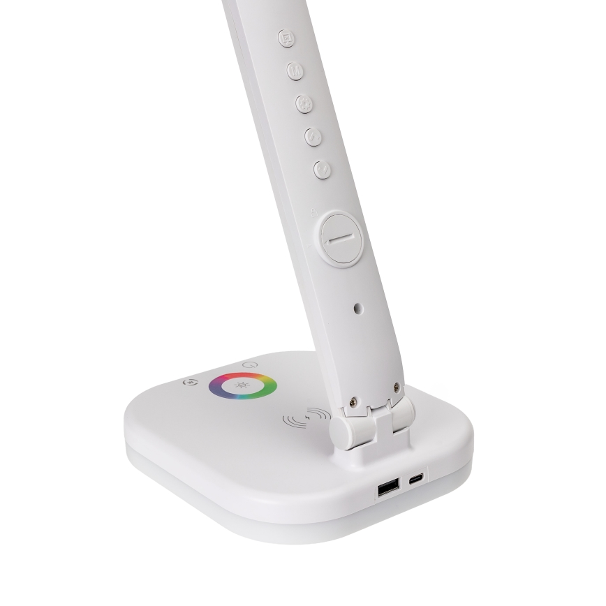 LED bordlampe m. RGBW-farver + touch-funktion og trådløs opladning dæmpbar display og USB-port MAGNUS LED/6W/5V 3000-6500K hvid