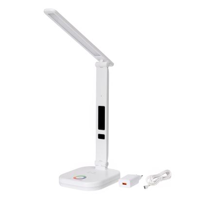 LED bordlampe m. RGBW-farver + touch-funktion og trådløs opladning dæmpbar display og USB-port MAGNUS LED/6W/5V 3000-6500K hvid