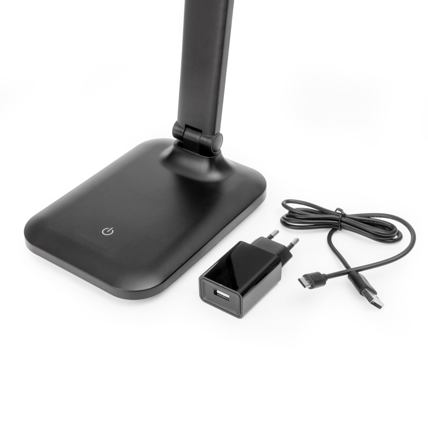 LED Bordlampe m. trådløs opladning og touch-funktion dæmpbar og USB-port REMUS LED/5W/230V sort