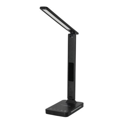 LED bordlampe m. trådløs opladning dæmpbar QI, display og USB-port LED/7W/230V 3000-6000K sort
