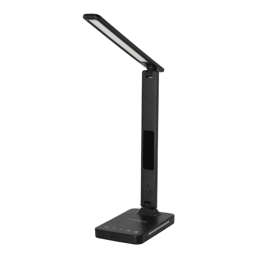 LED bordlampe m. trådløs opladning dæmpbar QI, display og USB-port LED/7W/230V 3000-6000K sort