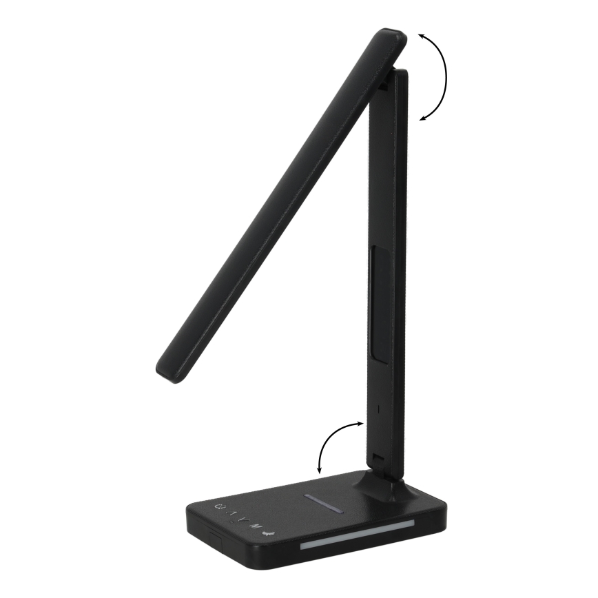 LED bordlampe m. trådløs opladning dæmpbar QI, display og USB-port LED/7W/230V 3000-6000K sort