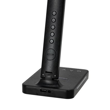 LED bordlampe m. trådløs opladning dæmpbar QI, display og USB-port LED/7W/230V 3000-6000K sort