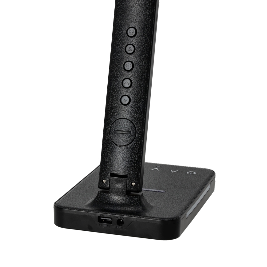 LED bordlampe m. trådløs opladning dæmpbar QI, display og USB-port LED/7W/230V 3000-6000K sort