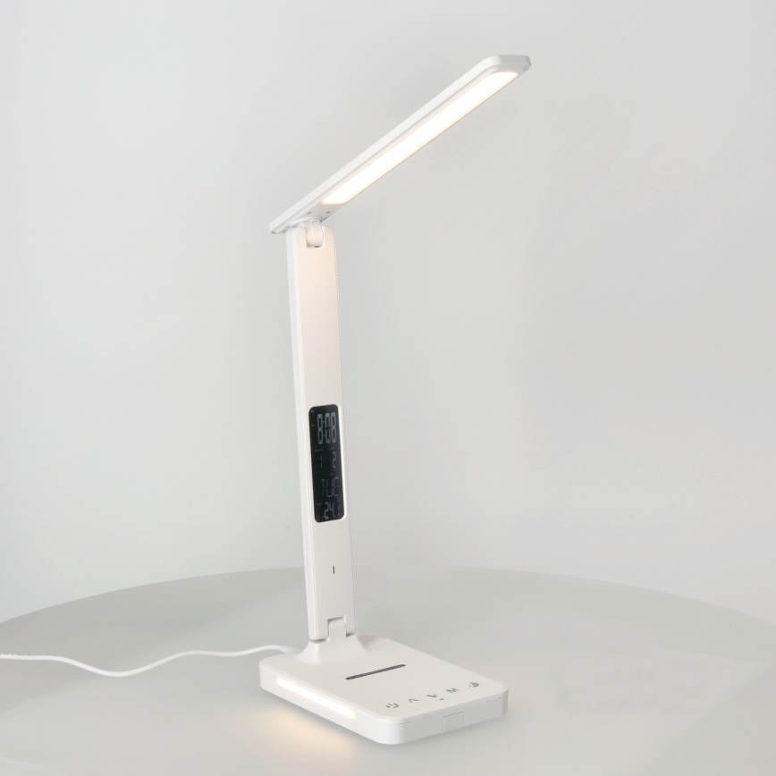 LED bordlampe m. trådløs opladning dæmpbar QI, display og USB-port LED/7W/230V 3000-6000K hvid