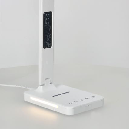 LED bordlampe m. trådløs opladning dæmpbar QI, display og USB-port LED/7W/230V 3000-6000K hvid