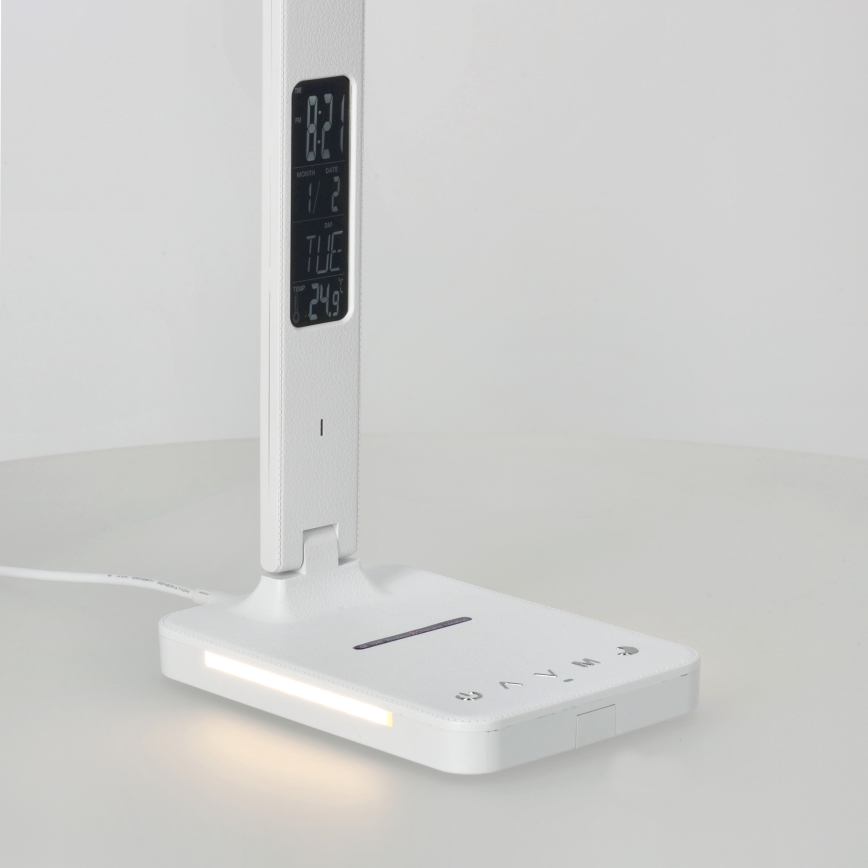 LED bordlampe m. trådløs opladning dæmpbar QI, display og USB-port LED/7W/230V 3000-6000K hvid