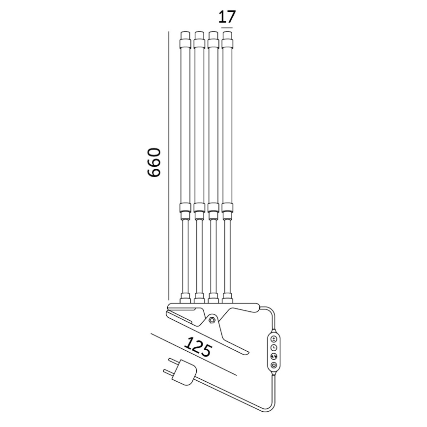 LED Dæmpbar flexible bordlampe med klemme til plantevækst VITARO 4xLED/10W/230V sort