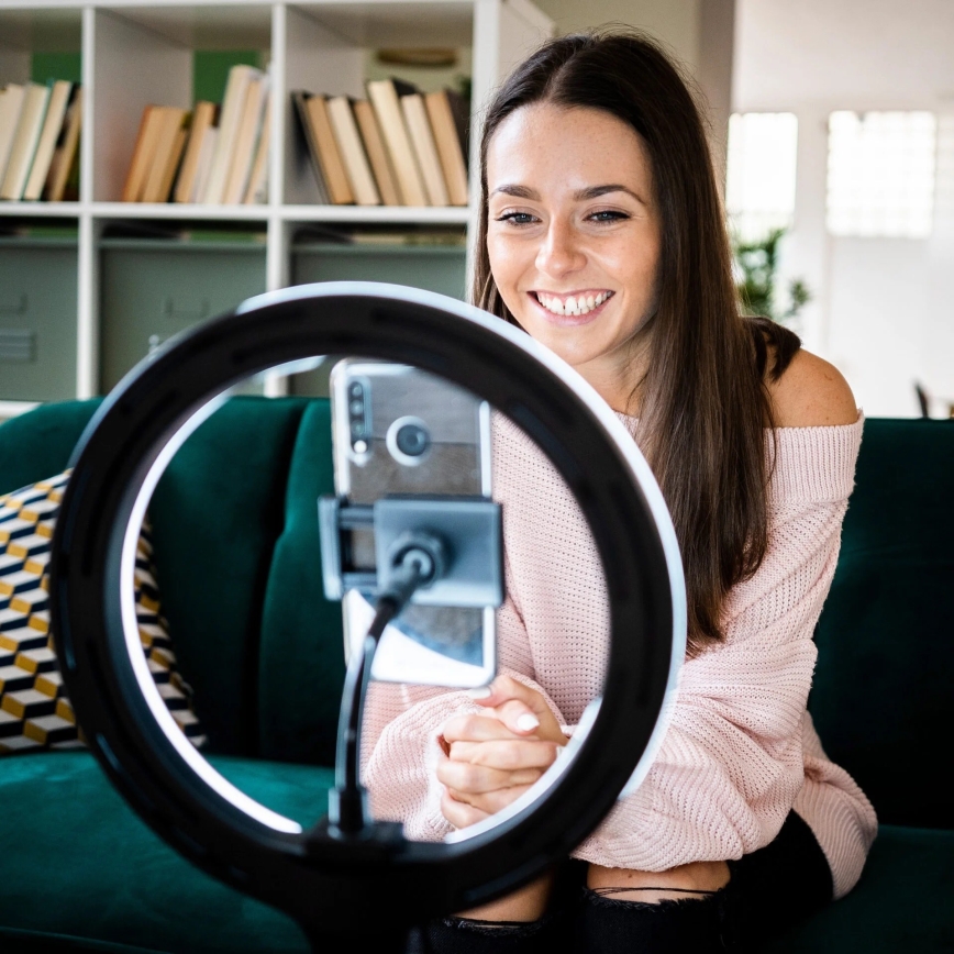 LED Lampe med stativ og holder til vlogging dæmpbar LED/10W/5V 2700-6500K