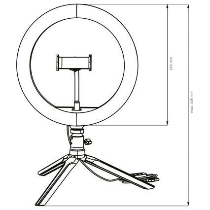 LED Lampe med stativ og holder til vlogging dæmpbar LED/10W/5V 2700-6500K