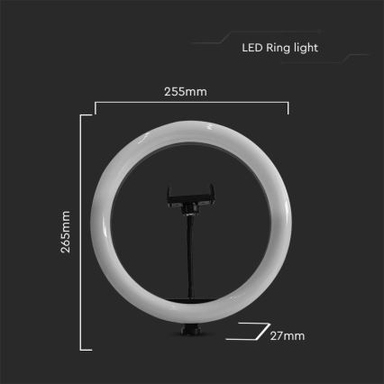 LED Lampe med stativ og holder til vlogging dæmpbar LED/10W/5V 3200-5500K