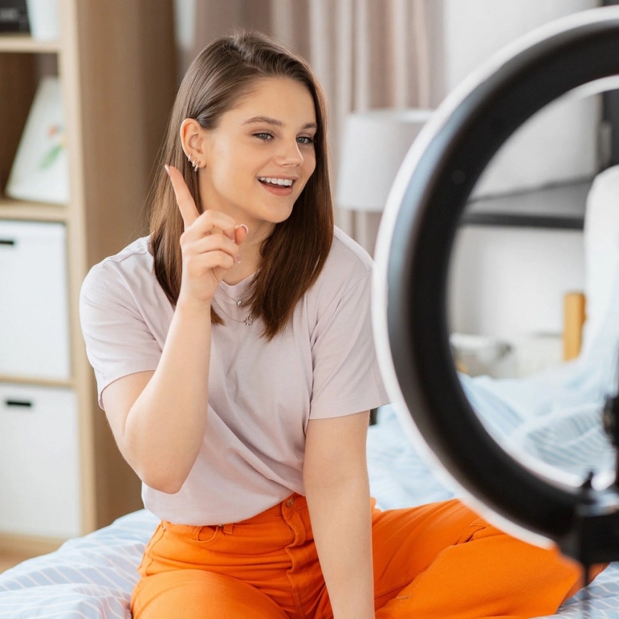 LED Lampe med stativ og holder til vlogging dæmpbar LED/15W/5V 2700-6500K