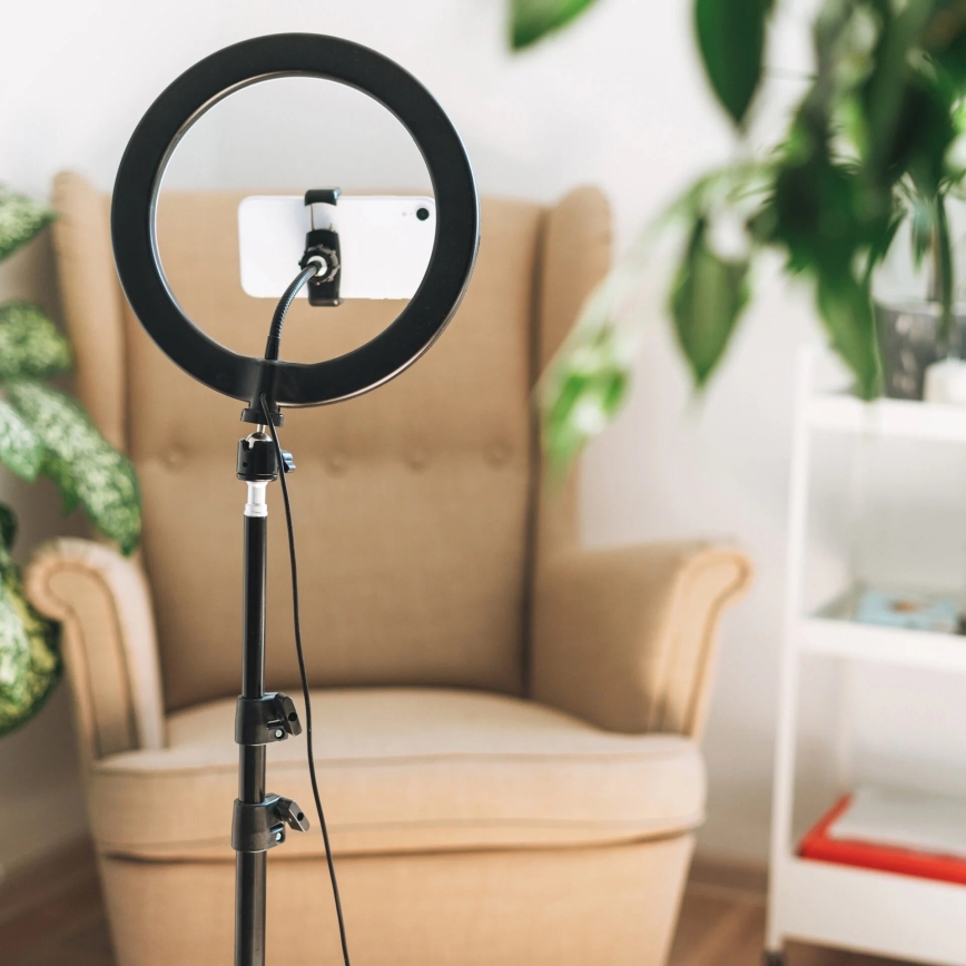 LED Lampe med stativ og holder til vlogging dæmpbar LED/15W/5V 2700-6500K