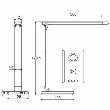 LED bordlampe med trådløs opladning og touch-funktion dæmpbar MEGGIE LED/8W/230V + USB